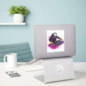 Rave Skull beroemd gemaakt door EDM Party Skeleton Sticker (Laptop op bureau)