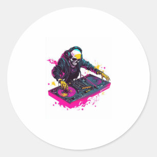 Rave Skull � EDM Party Skeleton DJ Ronde Sticker