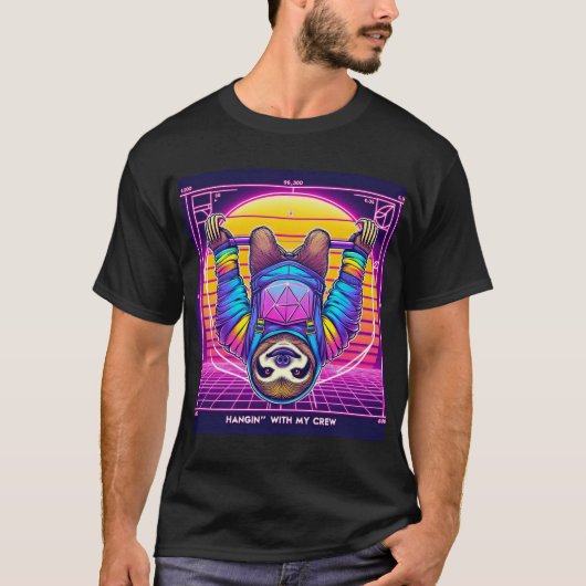Rave Sloth - Synthwave T-shirt (Voorkant)