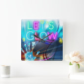 Rave verder met deze psychedelische neon uitstrali vierkante klok (Huis)