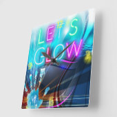 Rave verder met deze psychedelische neon uitstrali vierkante klok (Hoek)