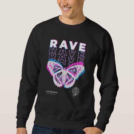 Rave Vlinder Techno Hardtechno Razend Trui (Voorkant)
