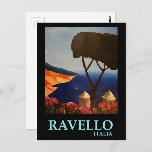 Ravello Salerno, Uitzicht van de kust van Amalfi Briefkaart (Voorkant / Achterkant)