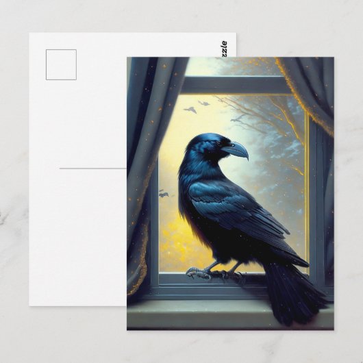 raven aan het raam briefkaart (Voorkant / Achterkant)