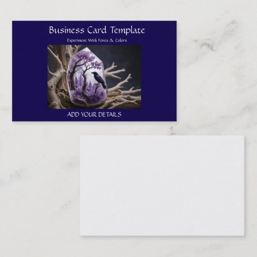 Raven Amethyst Healing Crystal Visitekaartje (Voorkant / Achterkant)