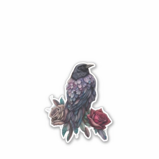 Raven and Roses Beautiful Sticker (Voorkant)