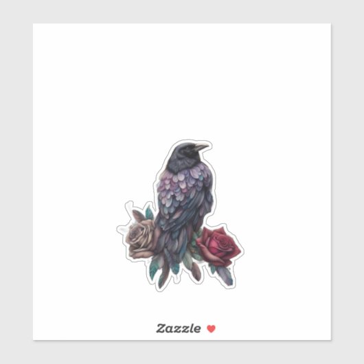Raven and Roses Beautiful Sticker (Vel)