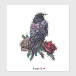 Raven and Roses Beautiful Sticker