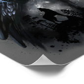 Raven and wolf that howls at the moon poster (Hoek)