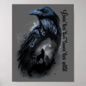 Raven and wolf that howls at the moon poster (Voorkant)