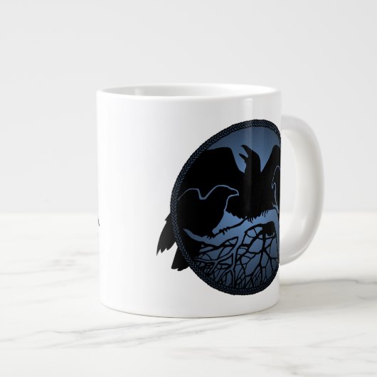 Raven Art Cup Native Art Raven Coffee Mok Cup (Voorkant rechts)