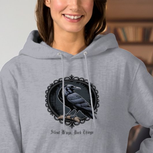Raven Art Gray Hoodie