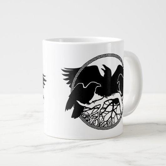 Raven Art Jumbo Mokken Cool Crow Art Cups en Mokke (Voorkant rechts)