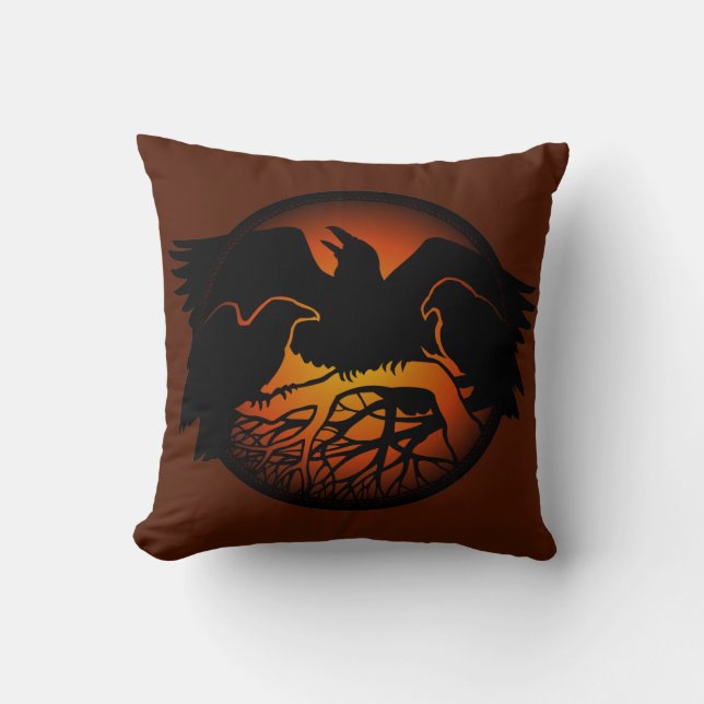 Raven Art Kussen Native Spirit Dier Raven Kussen (Voorkant)