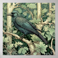 Raven Art Print, Zwarte Vogel, Dierenkunst