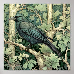 Raven Art Print, Zwarte Vogel, Dierenkunst Poster