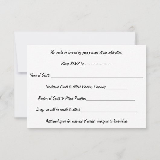 Raven Art RSVP Persoonlijke standaard art Kaart (Achterkant)