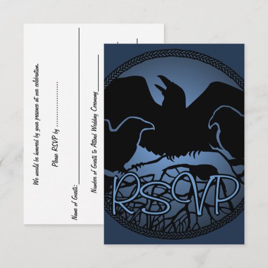 Raven Art RSVP Persoonlijke standaard art Kaart (Voorkant / Achterkant)