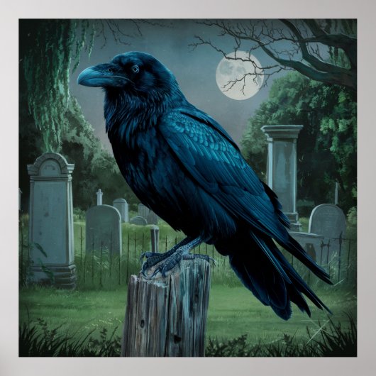 Raven begraafplaats gotische griezelige scène met poster (Voorkant)