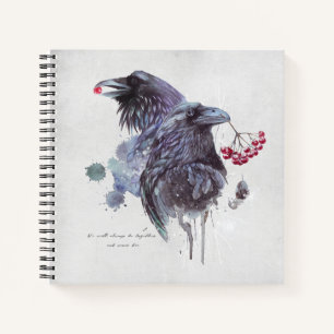Raven Bessen Waterverf Spat Hintergrund Notitieboek