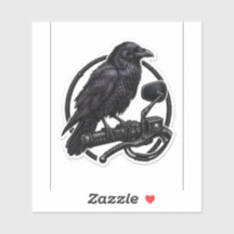 Raven Biker Sticker — Gotische Motorfiets Stuurdee