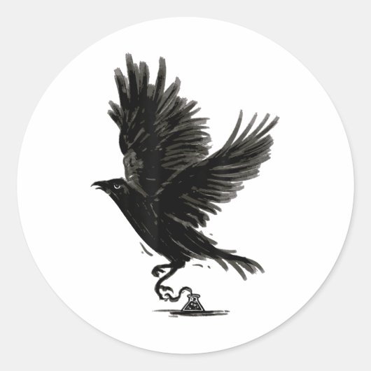 Raven Bird Crow Tattoo _1 Ronde Sticker (Voorkant)