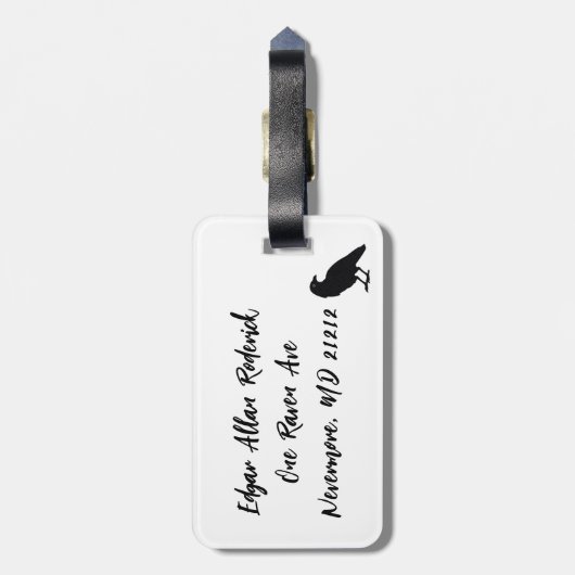 Raven Bird Custom Bag Label | Horror Fan Bagagelab Bagagelabel (Achterkant verticaal)