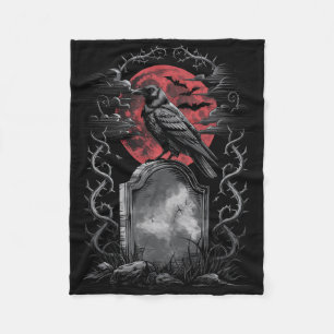 Raven Bird Gothic Raven Art Cemetery Fantasy Fleece Deken