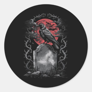 Raven Bird Gothic Raven Art Cemetery Fantasy Ronde Sticker