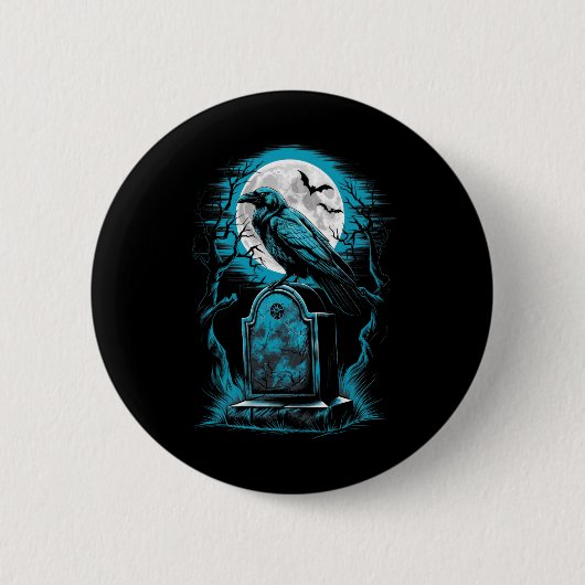 Raven Bird Gothic Spooky Graveyard Ronde Button 5,7 Cm (Voorkant)