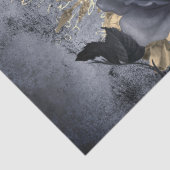 Raven Bird Goud Blauw/Zwart Roos Whimsical Tissue Tissuepapier (Detail)