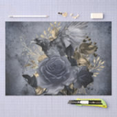 Raven Bird Goud Blauw/Zwart Roos Whimsical Tissue Tissuepapier (Craft)