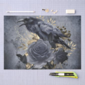 Raven Bird Goud Blauw/Zwart Roos Whimsical Tissuepapier (Craft)