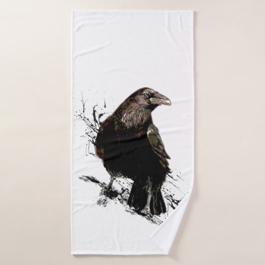 Raven Bird Graphic Art Wildlife Animal Art Badhanddoek (Badhanddoek)