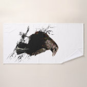 Raven Bird Graphic Art Wildlife Animal Art Badhanddoek (Badhanddoek)