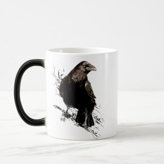 Raven Bird Graphic Art Wildlife Animal Art Magische Mok (Links)