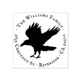 Raven Bird Grunge Zelfinking Retouradres Rubberstempel