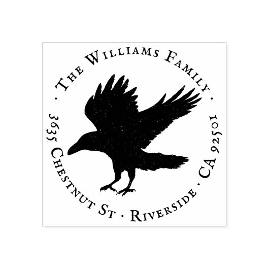 Raven Bird Grunge Zelfinking Retouradres Rubberstempel (Afrduk)