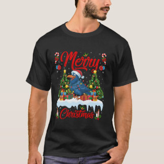Raven Bird Kerstboom Verlichting Santa Hat Raven C T-shirt