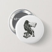 Raven bird reading book ronde button 5,7 cm (Voorkant /achterkant)