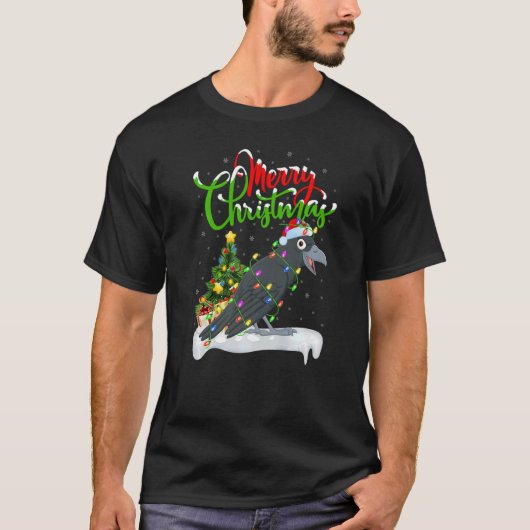 Raven Bird Xmas Decorations Santa Raven Kerstmis T-shirt (Voorkant)
