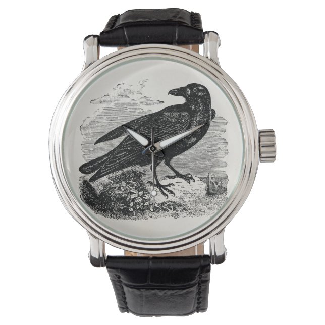  Raven Black Bird Crow Persoonlijke vogels Horloge (Voorkant)