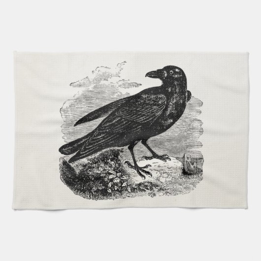  Raven Black Bird Crow Persoonlijke vogels Theedoek (Horizontaal)
