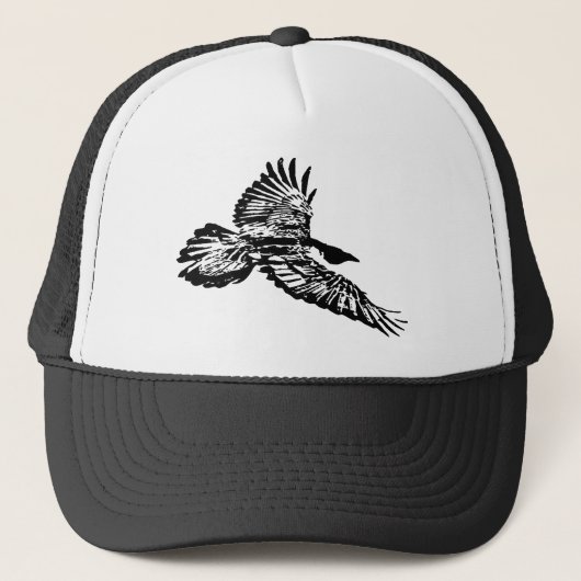 Raven Black Bird Silhouette Corvid Trucker Pet (Voorkant)