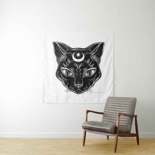 Raven Black Cat Design Backdrop Wandkleed (In situ)