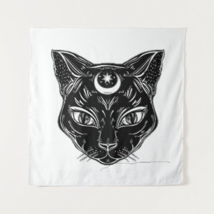 Raven Black Cat Design Backdrop Wandkleed