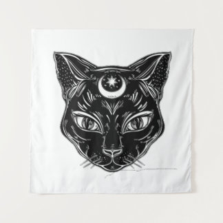 Raven Black Cat Design Backdrop Wandkleed