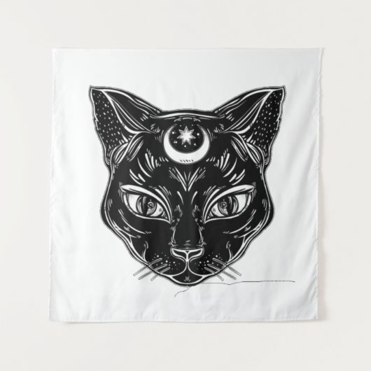 Raven Black Cat Design Backdrop Wandkleed (Voorkant)