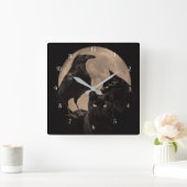 Raven Black Cat Magic Vierkante Klok (Huis)