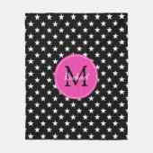 Raven Black en Diva Pink Stars Monogram Fleece Deken (Voorkant)